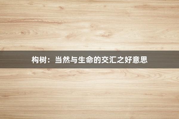 构树：当然与生命的交汇之好意思
